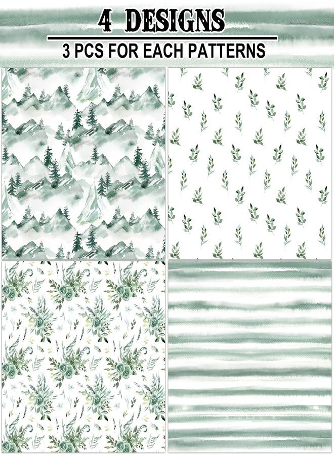 Whaline 12 Sheet Green Forest Wrapping Paper Watercolor Mountain landscape Gift Wrap Paper Woodland Decorative Folded Flat Art Paper for Wedding Birthday DIY Crafts Gift Packing, 19.7 x 27.6 Inch - Image 3